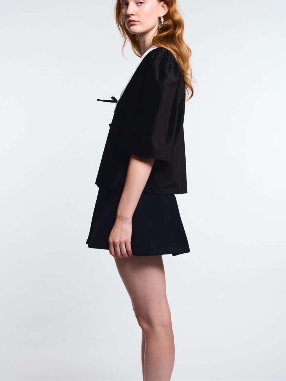 Carven Black A-Line High-Waist Virgin Wool Skirt